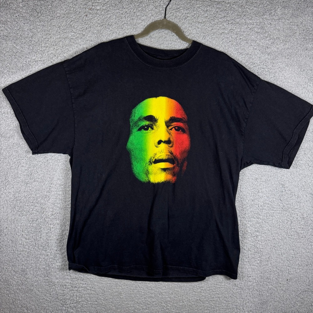 Zion Rootswear Bob Marley 1999 Vintage Black‎ Graphic T-Shirt Mens 1X Reggae 90s